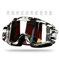 Мотоочки кроссовые GTX 5021 бело/черные (двойное стекло)